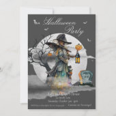 Invitation Soirée costumée en sorcière d'Halloween (Devant)