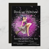 Invitation Soirée costumée en sorcière d'Halloween (Devant / Derrière)
