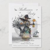 Invitation Soirée costumée en sorcière d'Halloween (Devant)