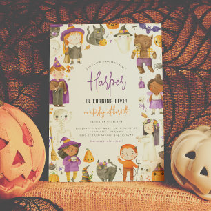 Invitation Soirée costumée Fille Halloween fête d'anniversair