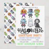 Invitation Soirée costumée Halloween Monsters mignons (Devant / Derrière)