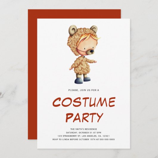 Invitation Soirée costumée pour enfants (Devant / Derrière)