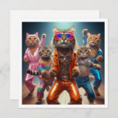 Invitation Soirée costumée, Soirée dansante disco, chat (Devant / Derrière)