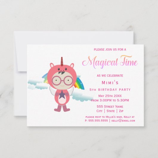 Invitation Soirée costumée Unicorn (Devant)