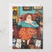 Invitation Soirée cosy avec dame sans chats (Devant)