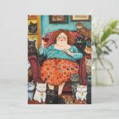 Invitation Soirée cosy avec dame sans chats (Debout devant)