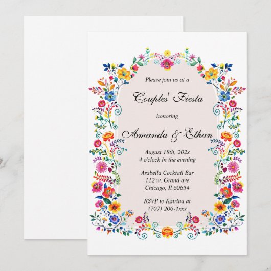 Invitation Soirée Couple Thème Fiesta (Devant / Derrière)