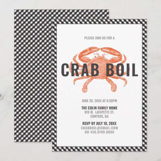 Invitation Soirée crabe bouilli  (Devant / Derrière)
