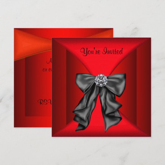 Invitation Soirée cravate noire rouge (Devant / Derrière)