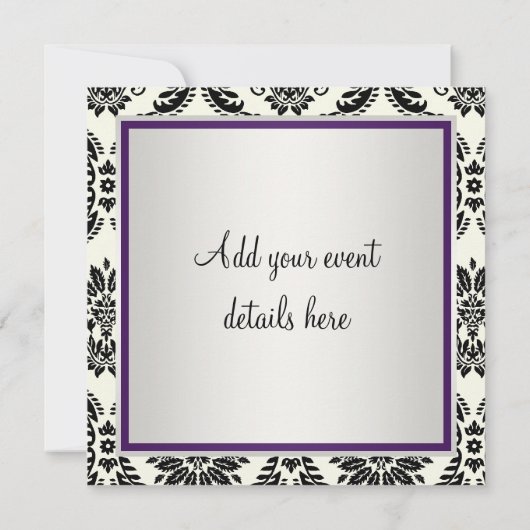 Invitation Soirée cravate noire violette et noire Soirée en d (Dos)