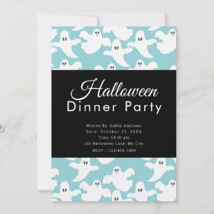 Invitation Soirée Cute Ghosts Pastel Green Halloween