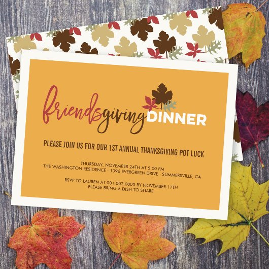 Invitation Soirée d'Action d'Ami Chance de Pot Thanksgiving