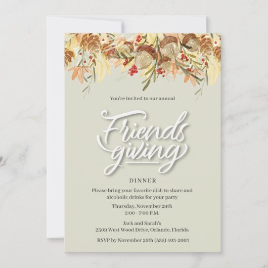 Invitation Soirée d'Action de grâce (Devant)