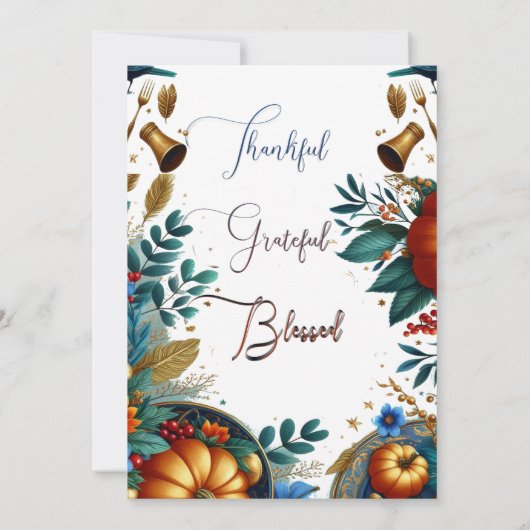 Invitation Soirée d'Action de grâces Citrouille d'or (Dos)