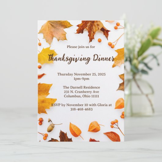 Invitation Soirée d'Action de grâces d'automne (Debout devant)