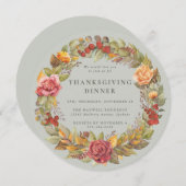 Invitation Soirée d'action de grâces ronde/Carré (Devant / Derrière)