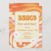 Invitation Soirée Dames Bunco Florale Rose et Orange (Devant / Derrière)