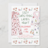Invitation Soirée Dames de Noël Cosy en Pyjamas de Fête (Devant)