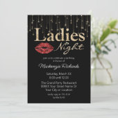 Invitation Soirée Dames Lèvres Rouges et Paillettes Dorées (Debout devant)