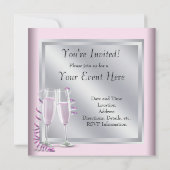 Invitation Soirée Dames Rose Champagne Argent (Dos)