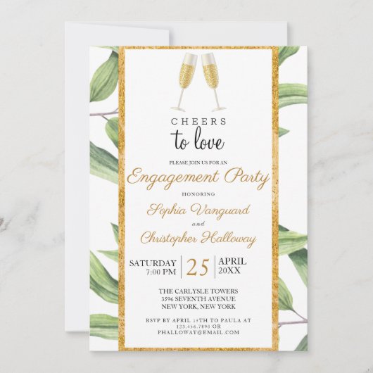 Invitation Soirée d'amour Champagne Green (Devant)