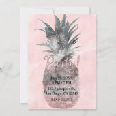 Invitation Soirée d'ananas rose Gold Pink Tropical (Dos)