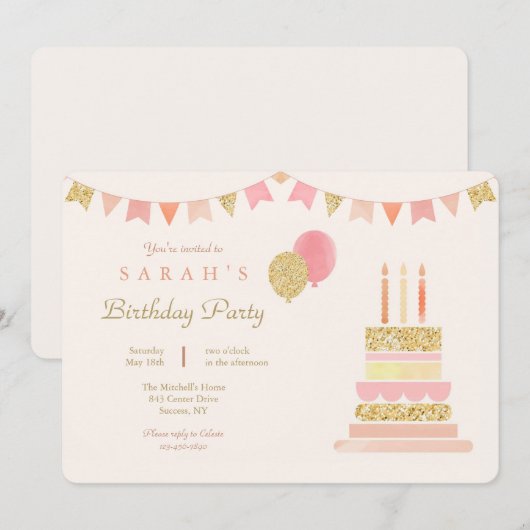 Invitation Soirée d'anniversaire (Devant / Derrière)