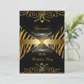 Invitation Soirée d'anniversaire 40e Gold Black Gold Art Déco (Debout devant)