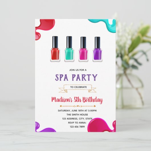 Invitation Soirée d'anniversaire à l'ongle mignon (Debout devant)