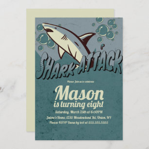 Invitation Soirée d'anniversaire à thème Retro Shark