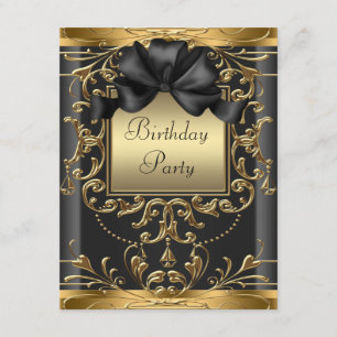 Invitation Soirée d'Anniversaire Art Déco Noir et Or