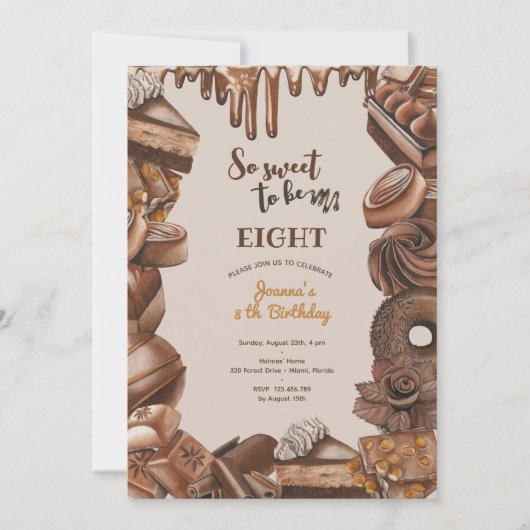 Invitation Soirée d'anniversaire au chocolat (Devant)