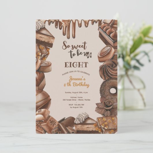 Invitation Soirée d'anniversaire au chocolat (Debout devant)
