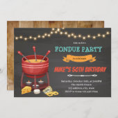 Invitation Soirée d'anniversaire au fromage fondu (Devant / Derrière)