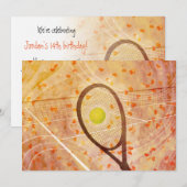 Invitation Soirée d'anniversaire au tennis de la fille (Devant / Derrière)