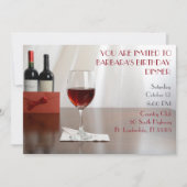 Invitation Soirée d'anniversaire au vin rouge sophistiquée (Devant)