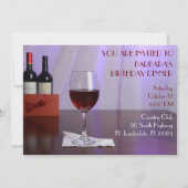 Invitation Soirée d'anniversaire au vin rouge violet sophisti (Devant)