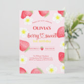 Invitation Soirée d'anniversaire aux fraises sucrées de Berry (Debout devant)