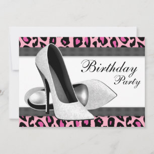Invitation Soirée d'Anniversaire aux talons hauts et aux léop