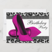 Invitation Soirée d'Anniversaire aux talons hauts et aux léop (Devant)