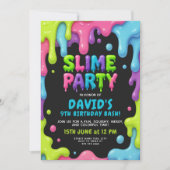 Invitation Soirée d'anniversaire avec gouttes de néon (Devant)