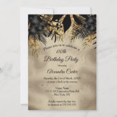 Invitation Soirée d'Anniversaire Beige Gold Black Floral (Devant)