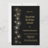 Invitation Soirée d'anniversaire Black and Gold Surprise (Devant)