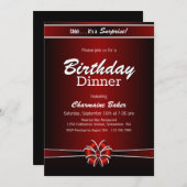 Invitation Soirée d'anniversaire Black and Red Surprise (Devant / Derrière)