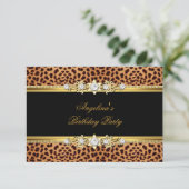 Invitation Soirée d'Anniversaire Black Leopard Gold (Debout devant)