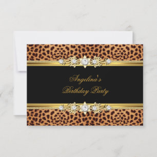 Invitation Soirée d'Anniversaire Black Leopard Gold