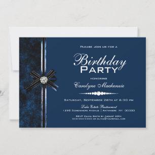 Invitation Soirée d'anniversaire bleu élégant