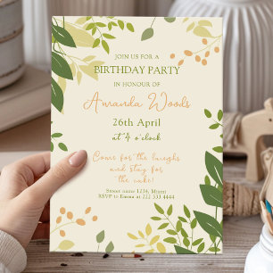Invitation Soirée d'anniversaire botanique