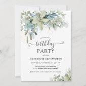 Invitation Soirée d'anniversaire chic Eucalyptus Green (Devant)