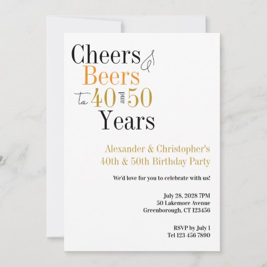 Invitation Soirée d'anniversaire conjointe minimale pour les (Devant)